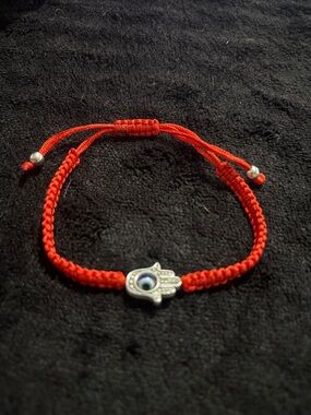 Unlisted Red Braided Hamsa Bracelet with Silver Charm
